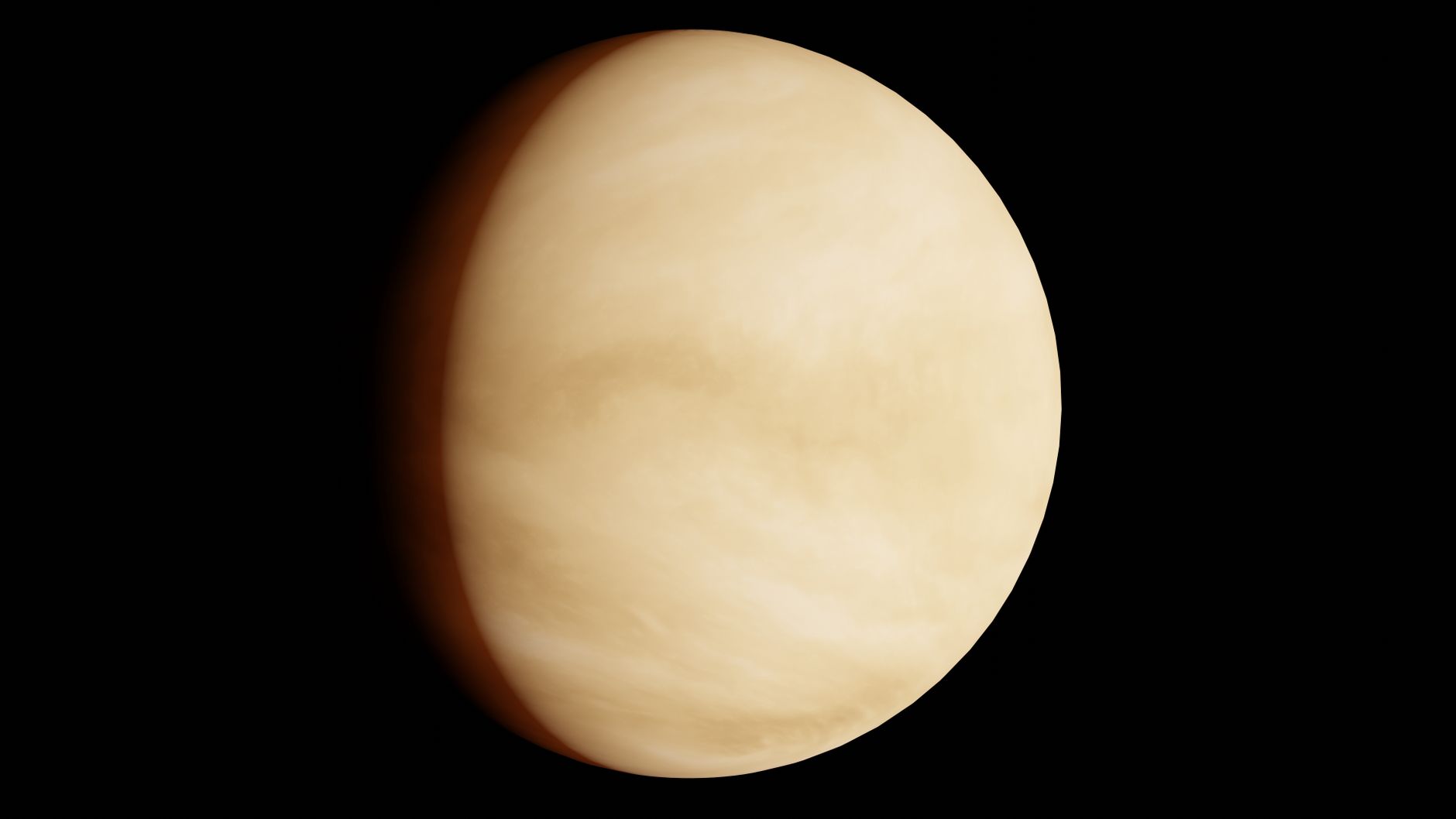 a spacecraft model with gold-foil thermal insulation panels and twin cylindrical orbiters shown against a black studio background with the Sun visible as a bright point in the far distance